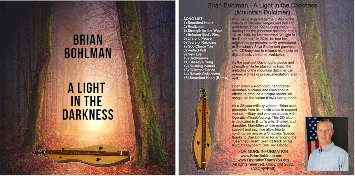 Brian Bohlman - A Light in the Darkness (Mountain Dulcimer) Music CD + FREE BOOK