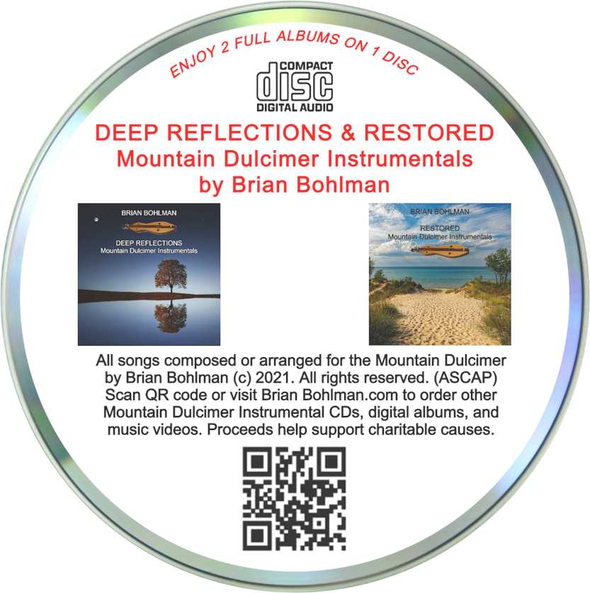 DEEP REFLECTIONS & RESTORED: Mountain Dulcimer Instrumentals Dual Album Music CD by Brian Bohlman