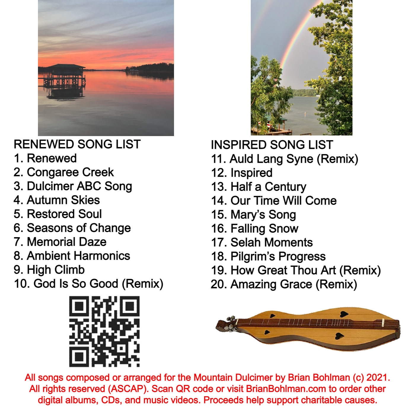 RENEWED & INSPIRED: Mountain Dulcimer Instrumentals Dual Album Music CD by Brian Bohlman