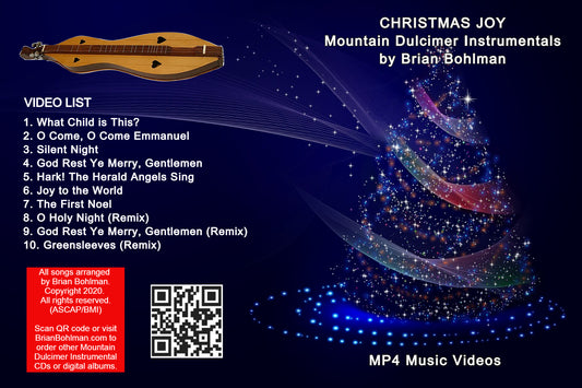 CHRISTMAS JOY: Mountain Dulcimer Instrumentals MP4 Music Videos (DVD-R Disc)