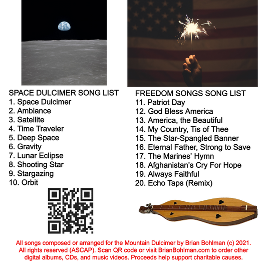 SPACE DULCIMER & FREEDOM SONGS: Relaxing Ambient Instrumentals Dual Album Music CD by Brian Bohlman