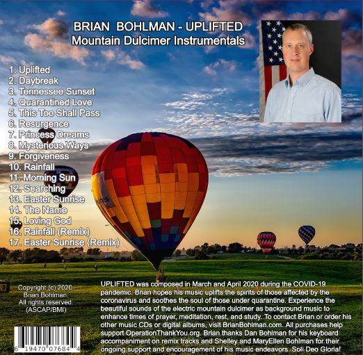 UPLIFTED: Mountain Dulcimer Instrumentals Music CD by Brian Bohlman